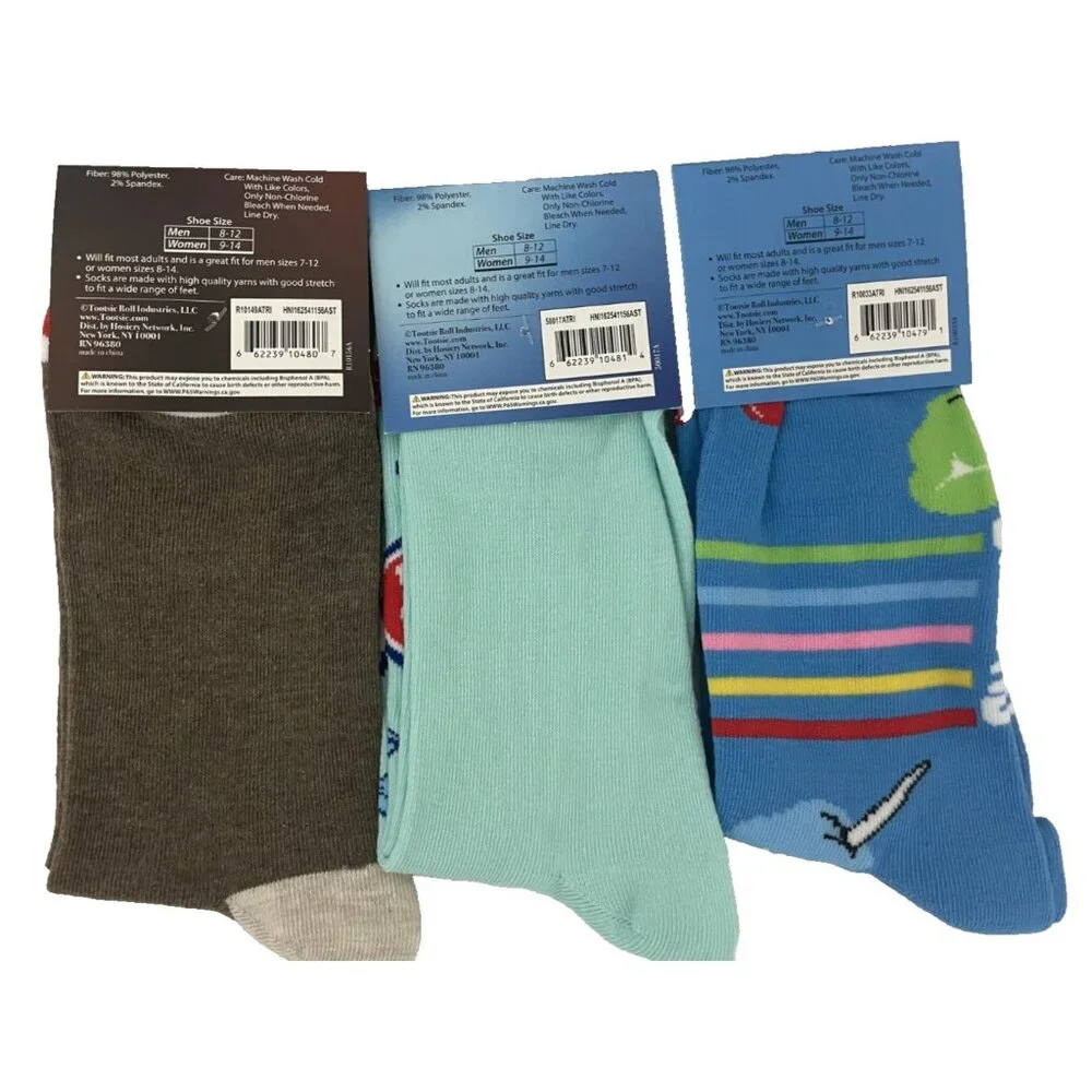 Tootsie Roll, Dubble Bubble, Fluffyy Novelty Candy Crew Socks Lot Of 3 NWT